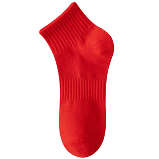 红袜子男短袜纯棉中筒马年本命年结婚男款秋冬吸汗保暖大红色短筒