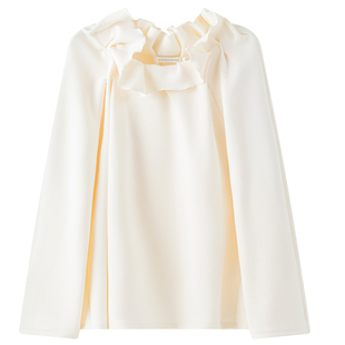 VIKTORIACHAN25/26秋冬成衣系列新品 捏褶荷叶立领长袖上衣卫衣