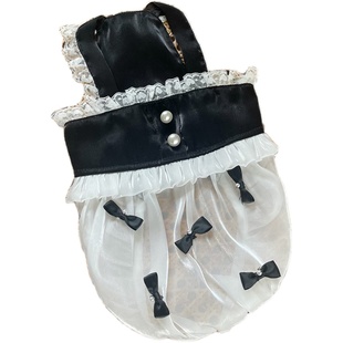 米家宠物衣服夏季新款赫本风黑白连衣裙泰迪比熊狗狗猫咪薄款衣服