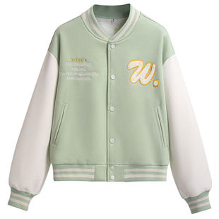 超火减龄卡其色拼接撞色棒球服外套女短款2026春秋季新款夹克上衣