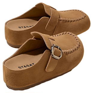 星期六厚底勃肯鞋女半拖秋冬季加绒2025新款外穿棉鞋一脚蹬穆勒鞋