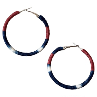 高级感扎染毛线渐变耳圈女2025新款复古夸张耳环小众设计个性耳饰