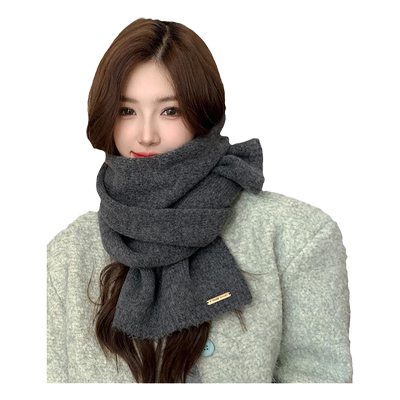 保暖纯色羊毛混纺情侣围脖学院风
