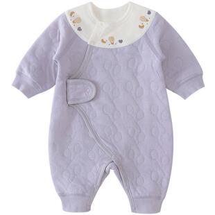 新生婴儿儿衣服秋冬保暖初生儿睡衣加厚夹丝哈衣爬爬服宝宝连体衣