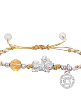 臻汇银足银999招财貔貅碎银手链