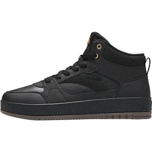 安踏男鞋高帮板鞋黑色新款2025冬季新款小黑鞋男款鞋子皮面运动鞋