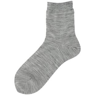 踏比鸥羊毛袜子女轻盈保暖纯色罗纹中筒袜女士长袜黑色长筒袜