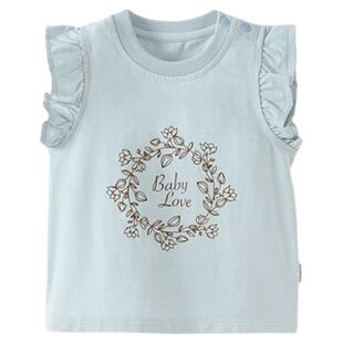 babylove女宝宝无袖t恤夏季山茶莫代尔棉背心小飞袖上衣甜美夏装