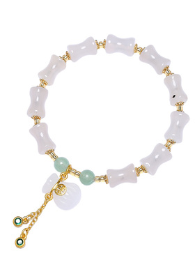 普陀山金丝玉竹节福袋手链轻奢风