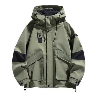 GENIOLAMODE外套男冬季户外机能冲锋衣2025新款加绒工装连帽夹克