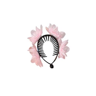 儿童抓夹夏季丸子头盘发器女童马尾扣发夹网纱珍珠花朵发饰头饰