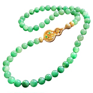 VISING珠宝11-12mm天然非洲翠金色葫芦镶嵌大珠珠毛衣链项链国风