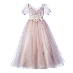 高端女童轻奢连衣裙儿童生日公主裙主持人钢琴演奏礼服演唱独奏黄