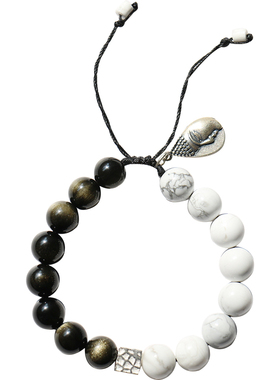 原创泰银黑曜石男士手链