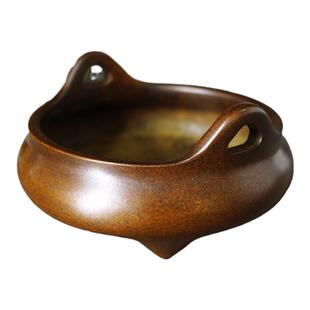 苏工铜三足冲耳香薰炉香篆炉宣德炉线香盘香供奉礼佛香炉香道摆件