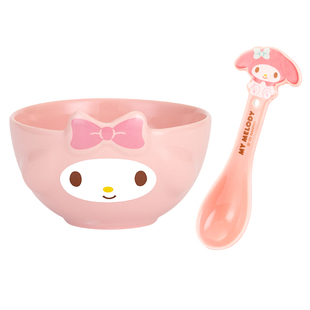 美乐蒂餐具家用陶瓷碗勺套装女生高颜值碗可爱儿童个人专用米饭碗