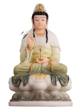 汉白玉观音佛像寺庙佛堂供奉摆件