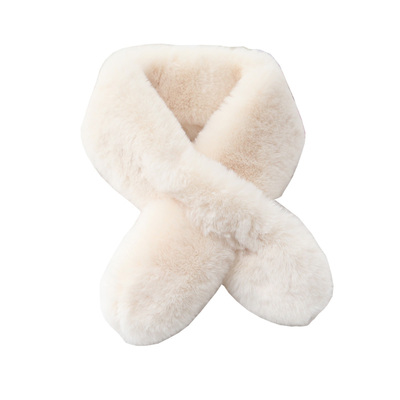 加厚仿兔毛纯色学生儿童小围巾