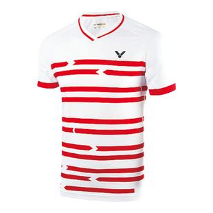 正品胜利VICTOR羽毛球服丹麦国家队大赛服男女款运动短袖T恤80036