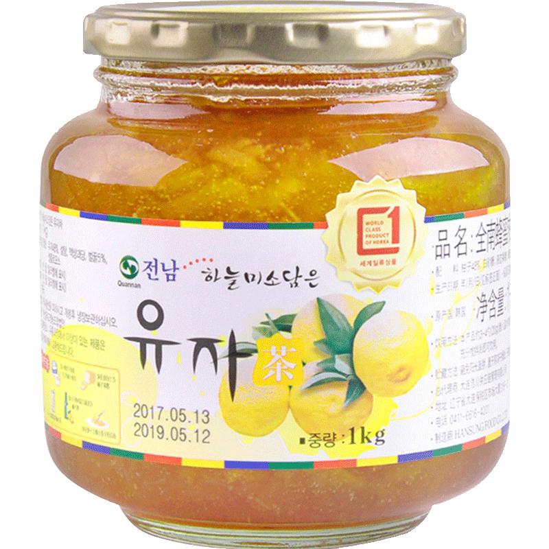 韩国进口全南蜂蜜柚子茶1kg果酱饮品水果茶百香果冲饮柠檬芦荟