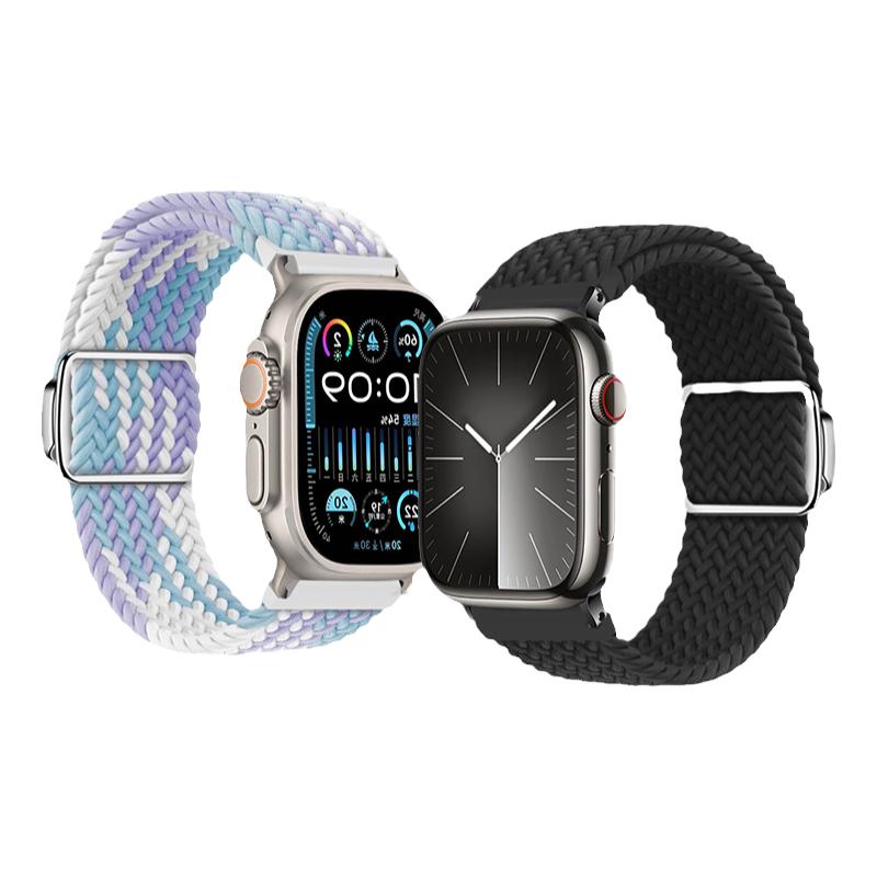 适用Applewatch苹果手表ultra/2磁吸扣编织滑扣表带iwatch S9运动8智能7创意6高级感5小众4男生腕带3女生表链