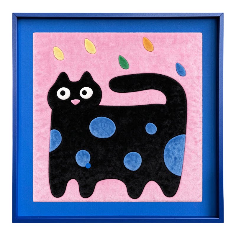 《湿身》落汤猫湿身搞怪拼布画丑萌立体装饰画卧室解压艺术画