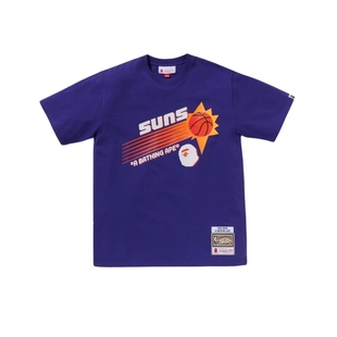 BAPE X M&N联名男装NBA菲尼克斯太阳队图案印花短袖T恤916091P