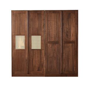 北美黑胡桃木衣柜全实木对开门衣橱卧室复古风储物柜衣帽间可定制