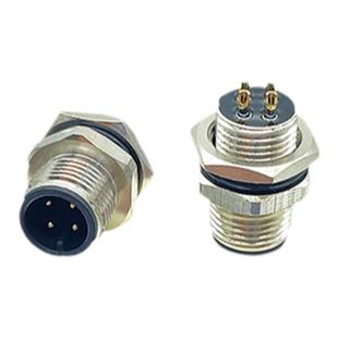 小竹林M12连接器4芯5芯8芯12芯固定面板插座公母头法兰座航空插头