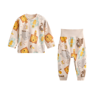 哇哇婴儿分体套装秋衣秋裤打底高腰纯棉睡衣男女宝宝保暖内衣薄款