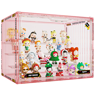 盲盒收纳展示架亚克力透明防尘摆件手办展示柜泡泡玛特展示盒阶梯