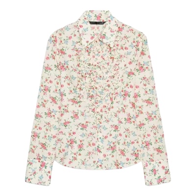 小碎花印花内外搭叠层装饰衬衫