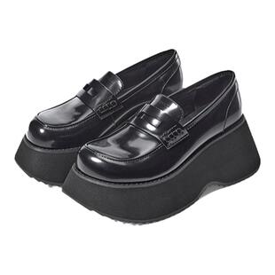 张淼怡杨超越同款真皮乐福鞋玛丽珍松糕厚底小个子增高鞋子女皮鞋