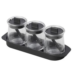 宜家瑟勒布列达调味罐3件套透明玻璃罐子厨房糖味精收纳盐带小勺