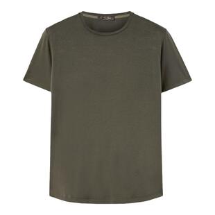 Loro Piana/诺悠翩雅男装深绿色圆领短袖纯棉休闲T恤