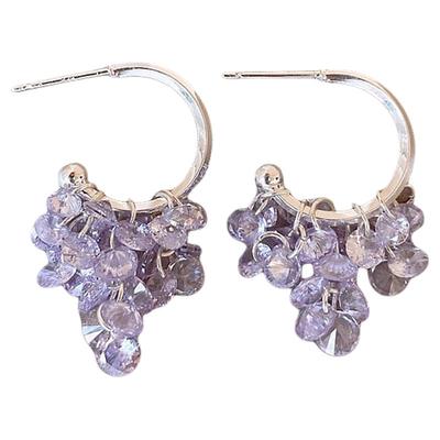 紫色水晶流苏耳环绝美耳饰