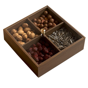家用桌面木质干果盘客厅茶几零食收纳盒轻奢高端瓜子花生糖果托盘