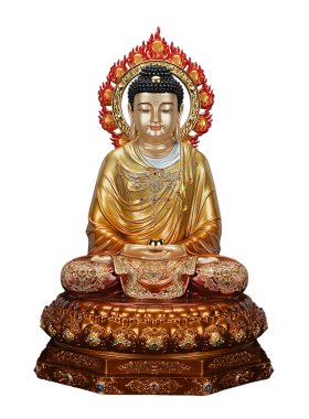 黄铜掐丝珐琅镶宝佛像家用供奉