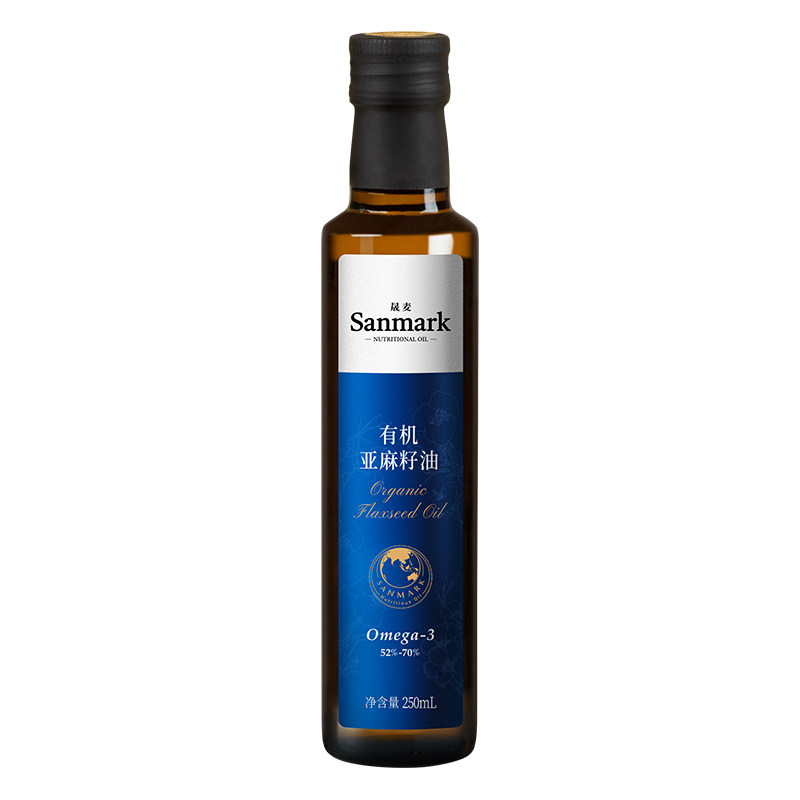 晟麦纯有机亚麻籽油250ml一级压榨低温冷榨植物油欧米伽3官方正品