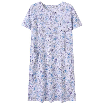 AB内衣中老年印花短袖睡裙