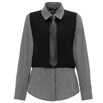 IDPAN松弛文艺感毛衫背心马甲衬衫通勤叠穿两件套25冬季新款