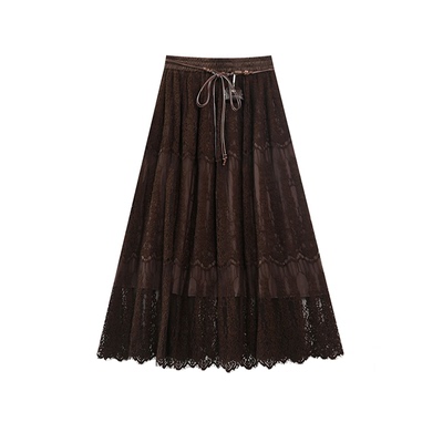 秋冬季色温柔风加绒蕾丝长裙