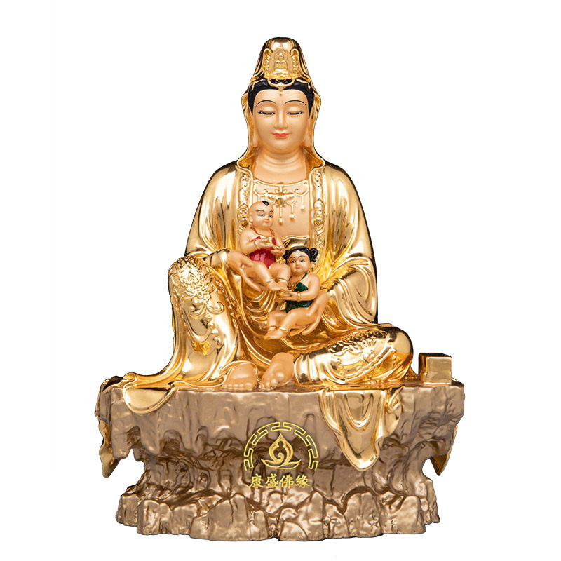 纯铜送子观音菩萨像家居客厅摆件