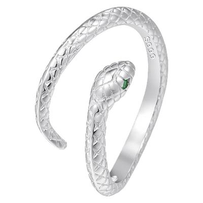 S999纯银小灵蛇戒指男女蛇年