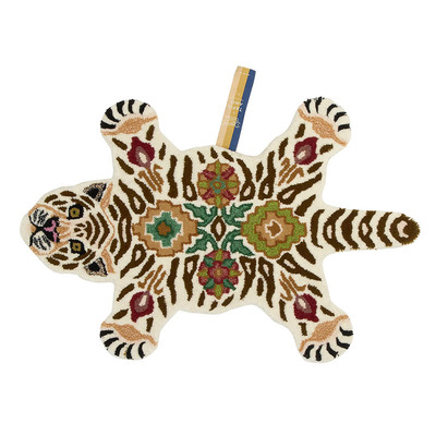 老虎地毯动物毯羊毛床边毯脚垫