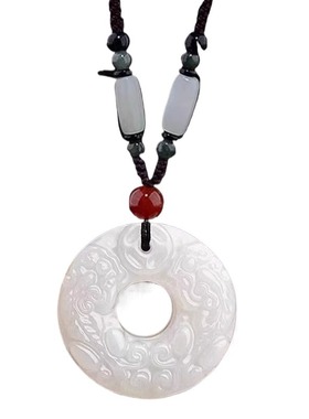 和田玉貔貅黑曜石项链男平安扣