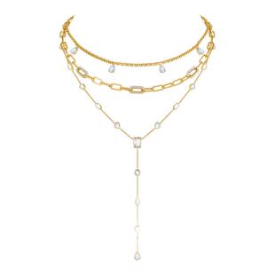 ZEGL叠戴项链长款高级感闪锆锁骨链轻奢小众饰品女新款秋冬毛衣链