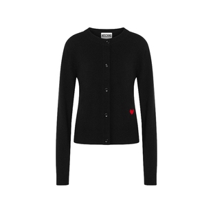 【礼物低至5折】Moschino/莫斯奇诺女士红色心形刺绣毛衣修身开衫