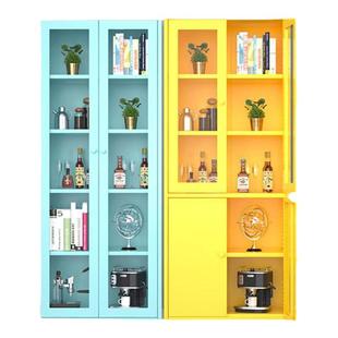 文件柜铁皮柜客厅置物柜玻璃门家用收纳柜落地柜书柜展示柜储物柜