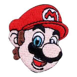 超级玛利奥可爱时尚卡通布贴衣服自粘刺绣贴补丁贴修补破洞装饰贴